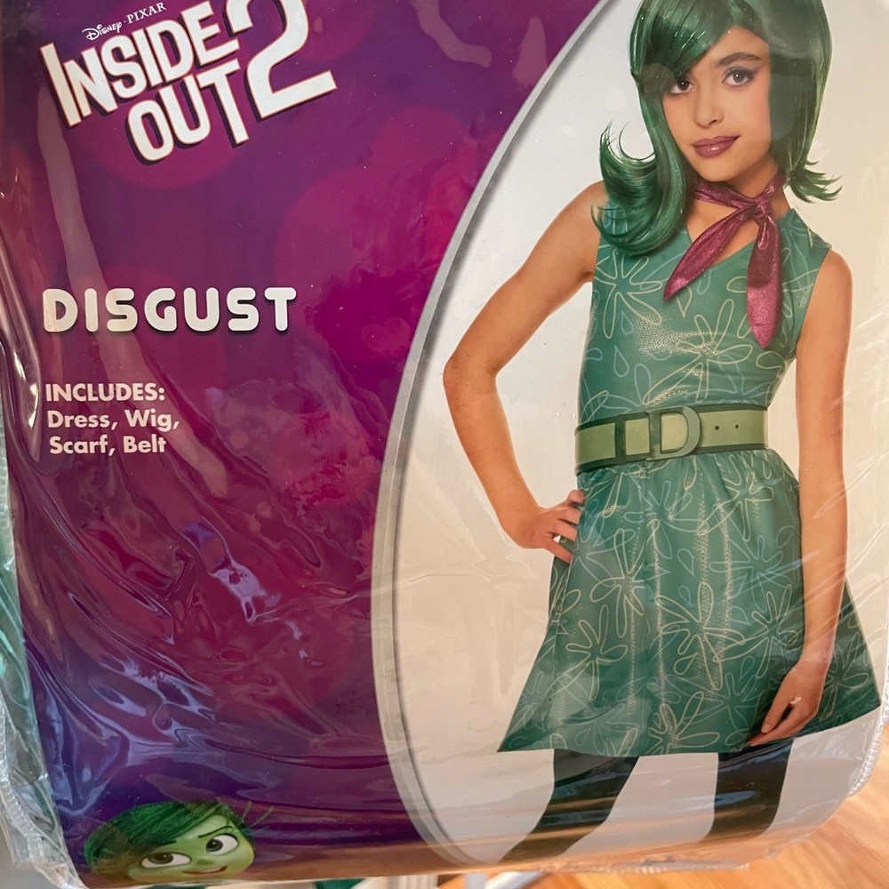 Inside Out 2 Disgust Kids Costume 8/10, Wig Included